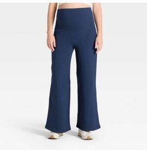 Ingrid & Isabel Over The Belly High-Rise Cotton Stretch Maternity Pants Navy